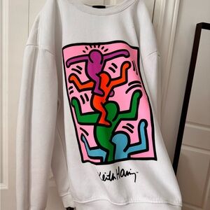 H&M White Sweatshirt with Colorful Graphic